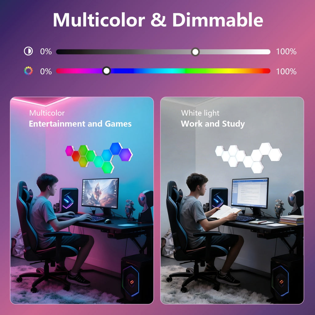 Hexagon LED Wall Lights, 10 Pack with App