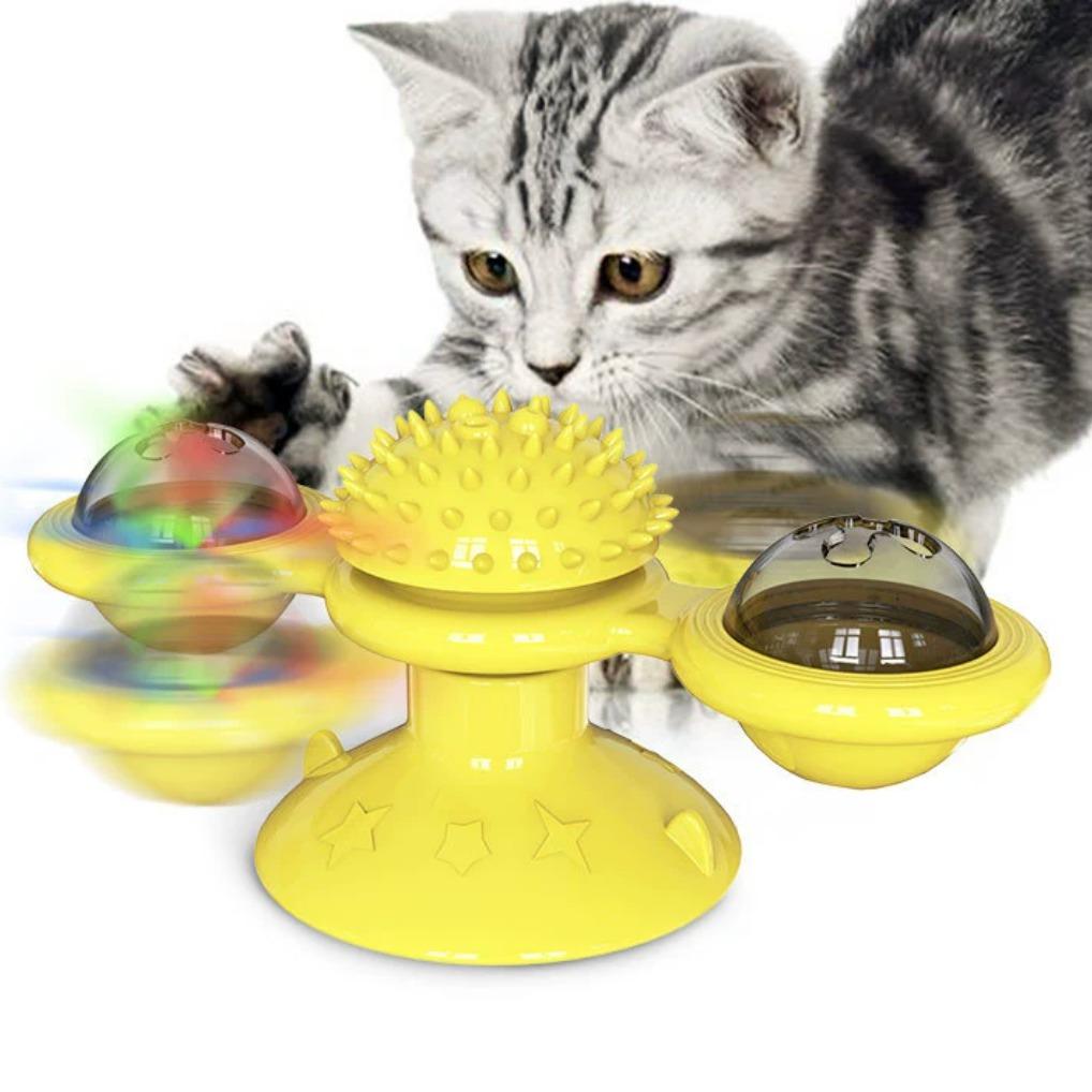 Windmill Cat Toy with LED Ball and Catnip