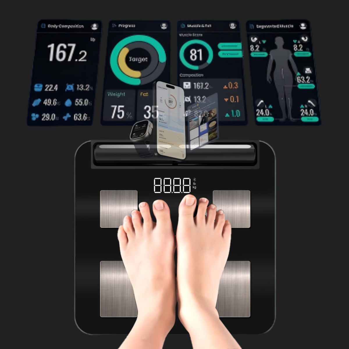 8-Electrode Smart Body Composition Scale with BMI Tracking