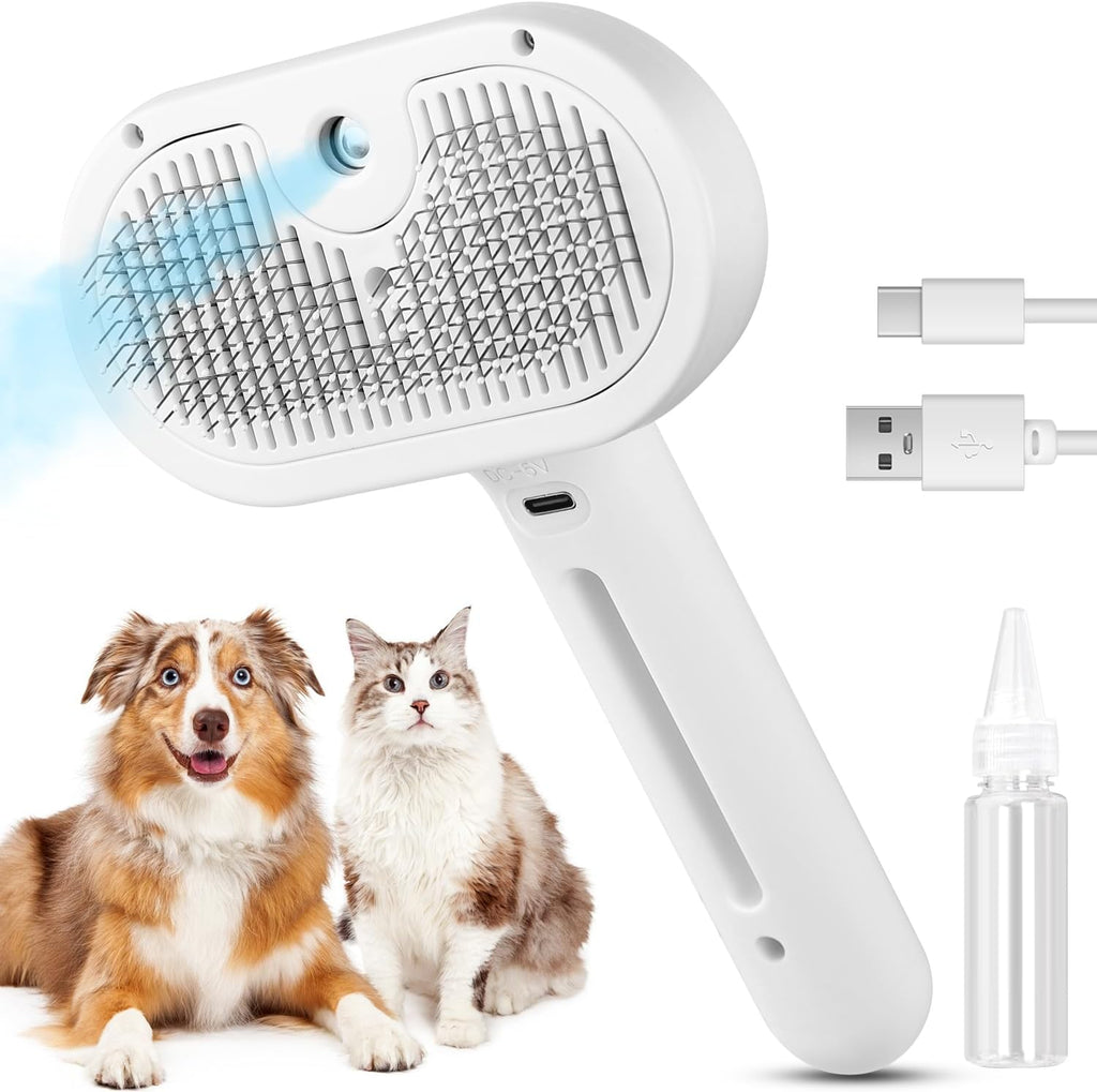 3-in-1 Pet Steam Brush with Water Spray