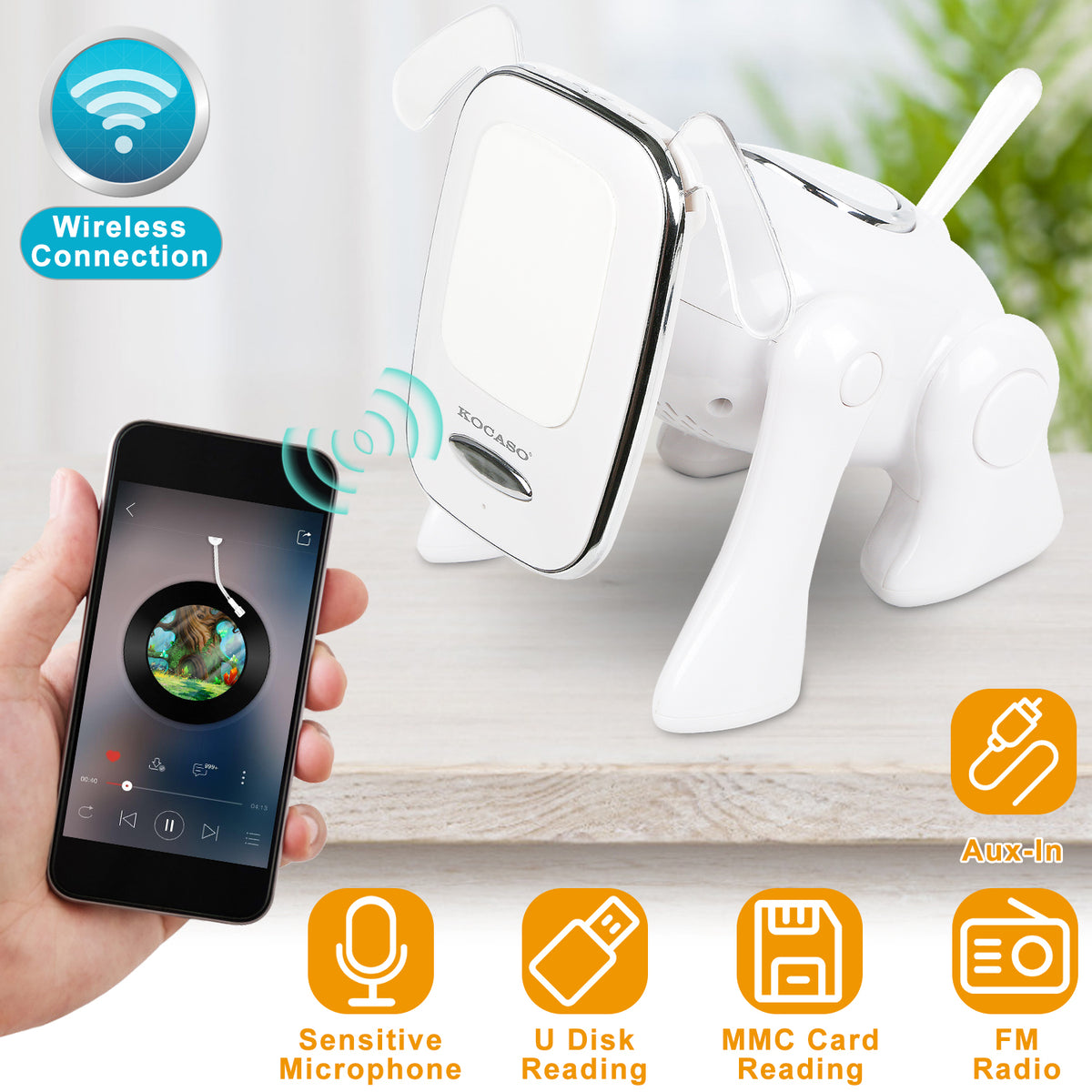 Puppy Dog Wireless Speaker, Mini Portable