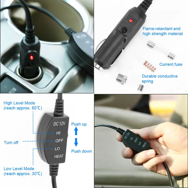 12V Heated Car Seat Cushion, 2 Heat Levels