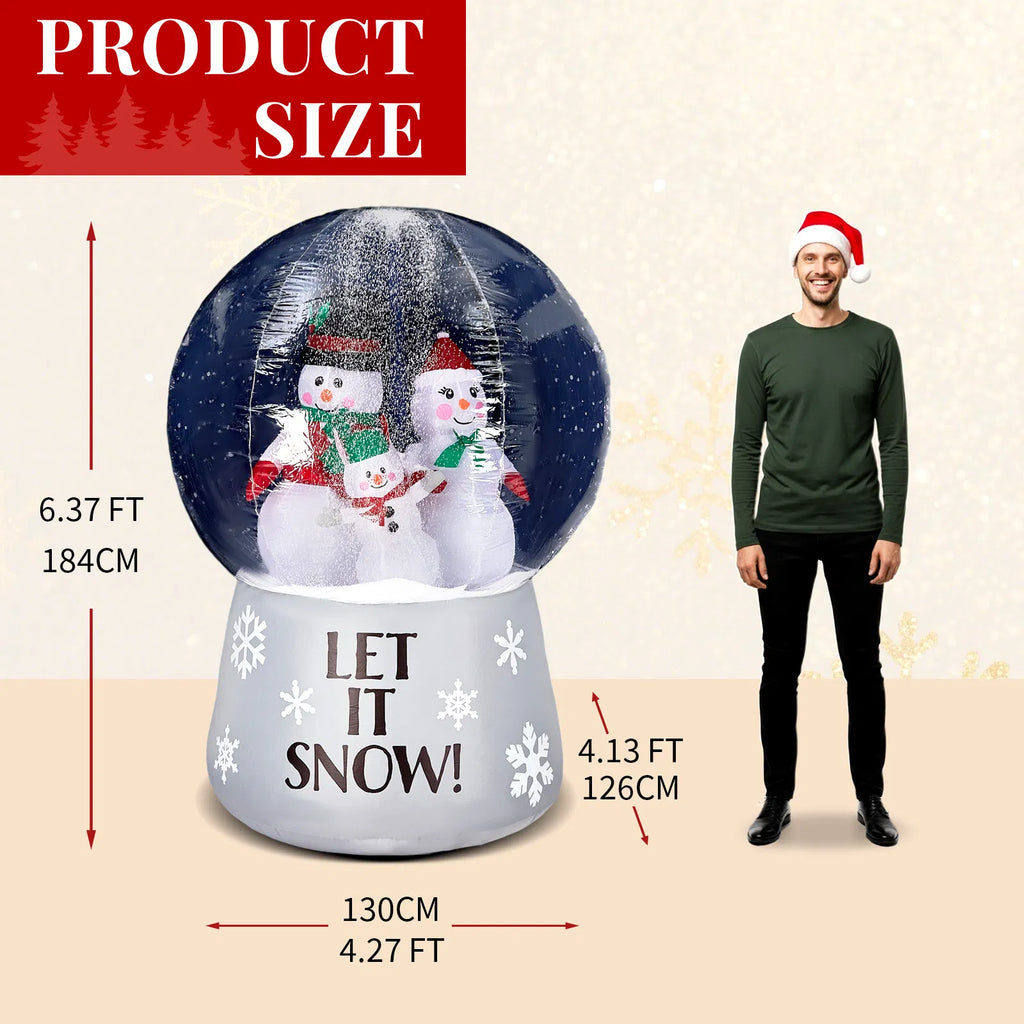 6 ft Inflatable Snow Globe with Snowman Family and LED Lights