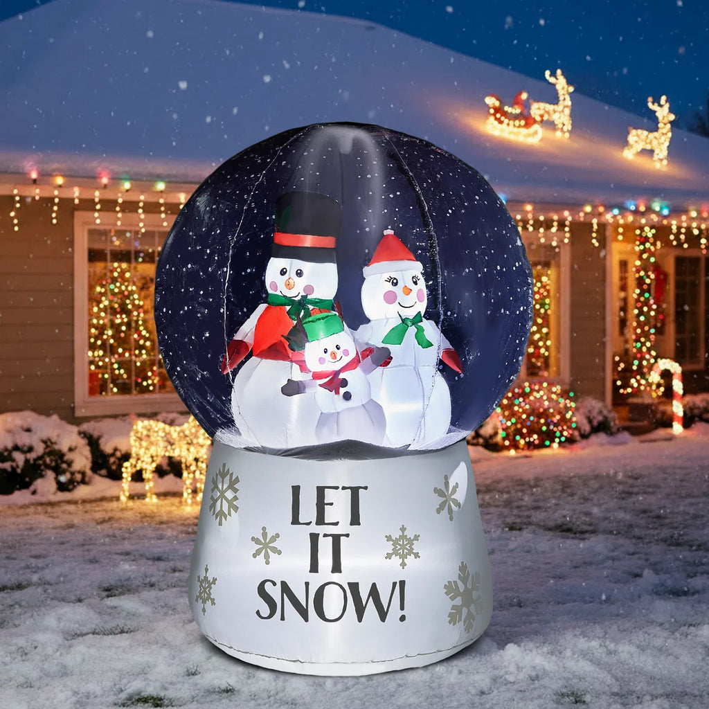 6 ft Inflatable Snow Globe with Snowman Family and LED Lights