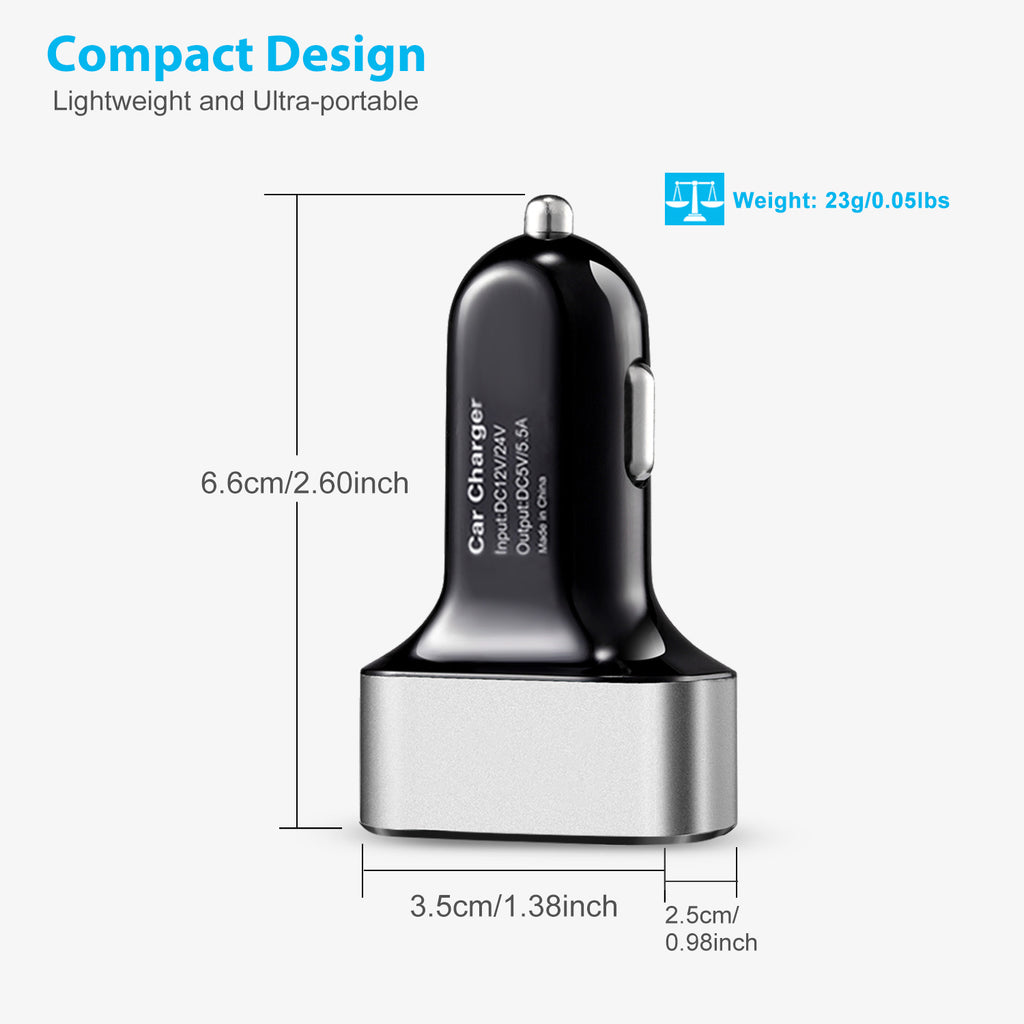 30W 3-Port USB Car Charger