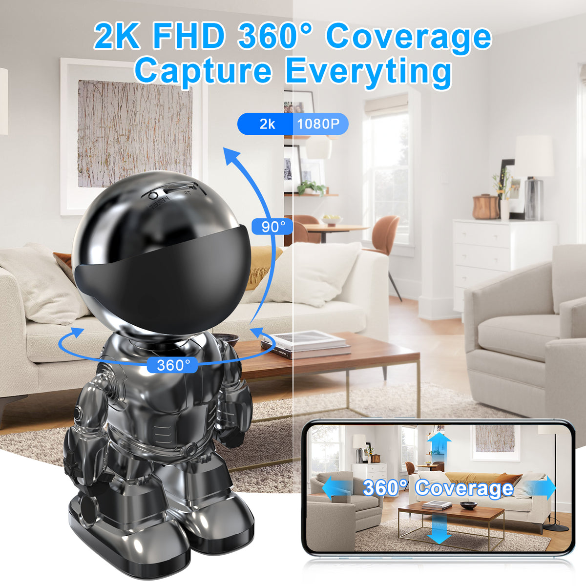 Smart Robot WiFi Camera, 3MP Auto-Tracking