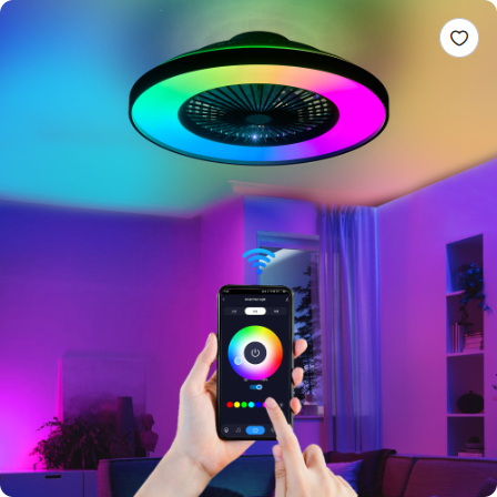 Smart RGB Ceiling Fan Light, 23in Dimmable