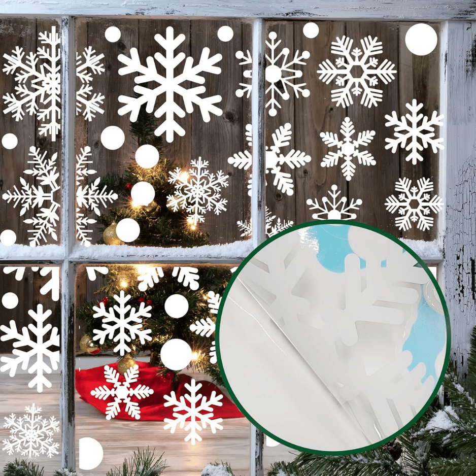 Snowflake Christmas Window Clings, 9 Sheets