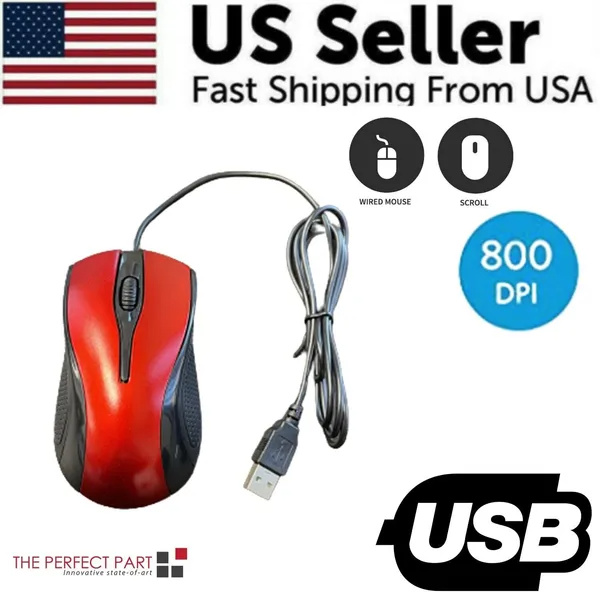 USB Optical Wired Mouse, Scroll Wheel
