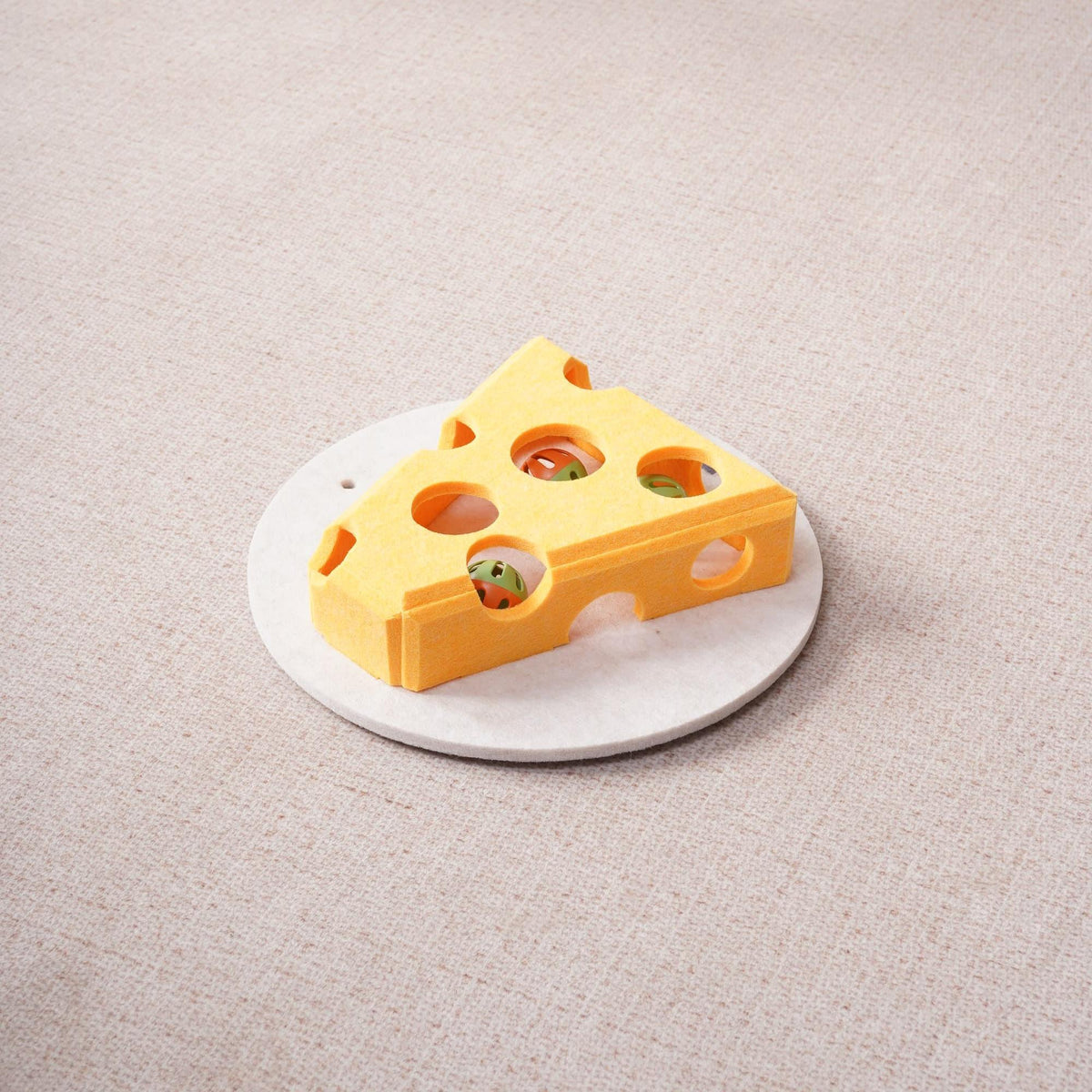 Cheese Puzzle Cat Toy with Balls and Wand