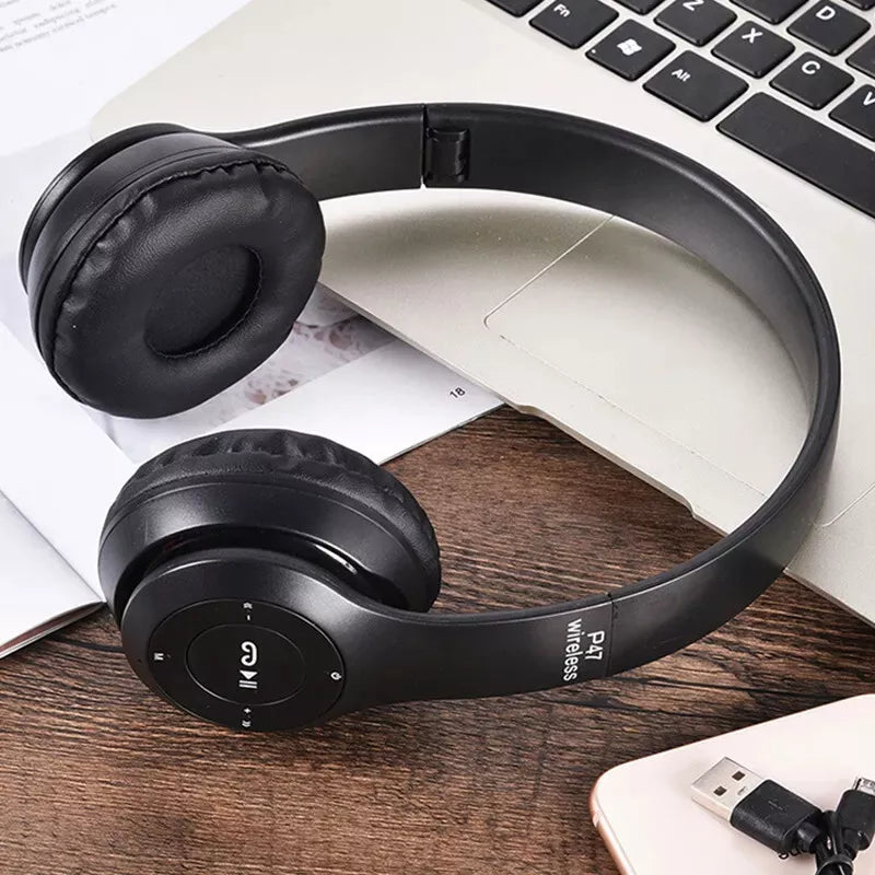 Foldable Wireless Bluetooth Headphones with FM Radio and Mic