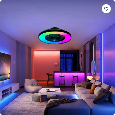 Smart RGB Ceiling Fan Light, 23in Dimmable