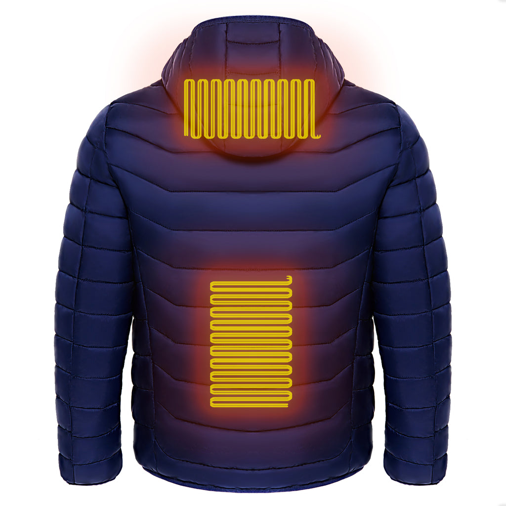Men's Heated Puffer Jacket with Hood, USB Powered