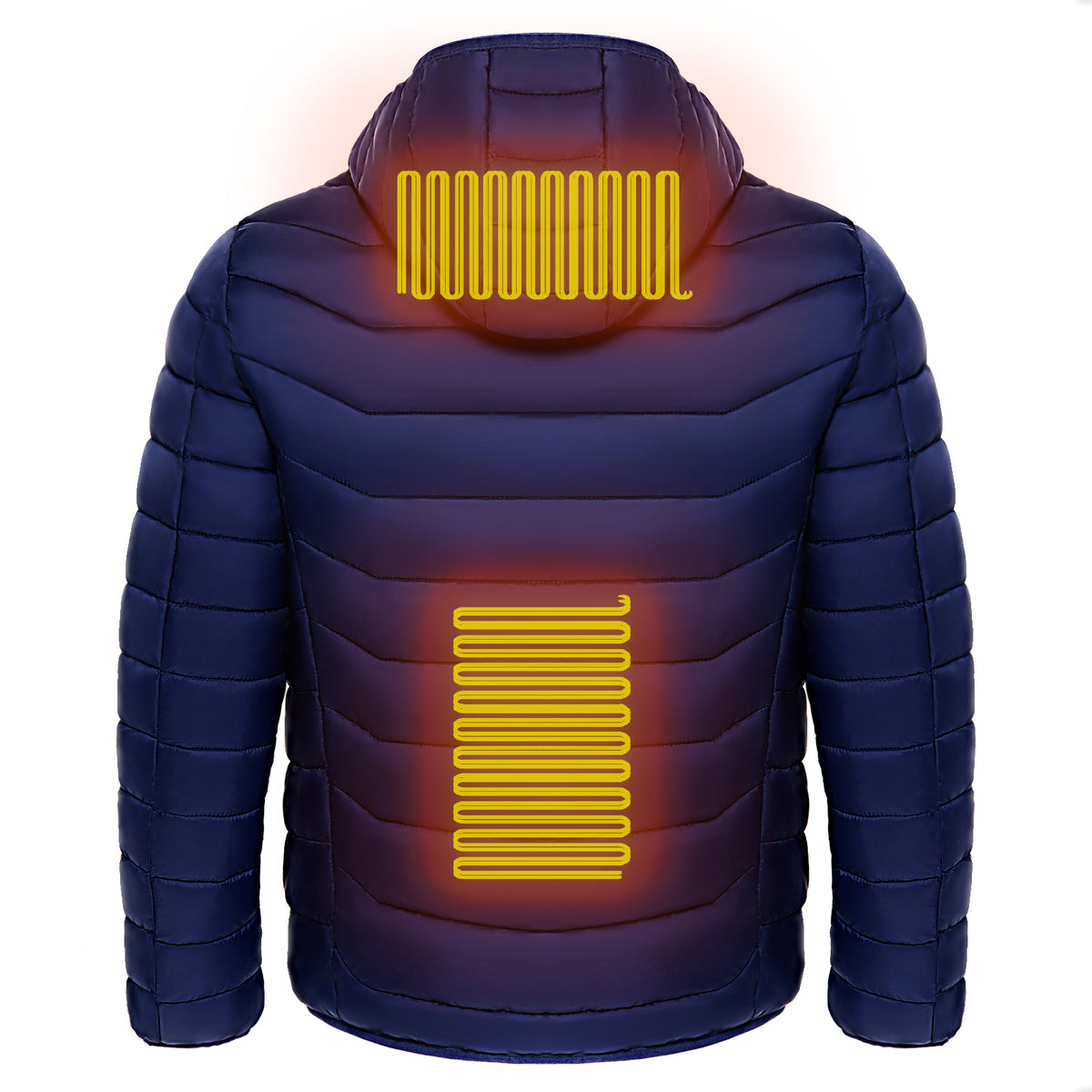 Men's Heated Puffer Jacket with Hood, USB Powered