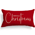 Red Merry Christmas Lumbar Pillow Cover, 12 x 20 Inch