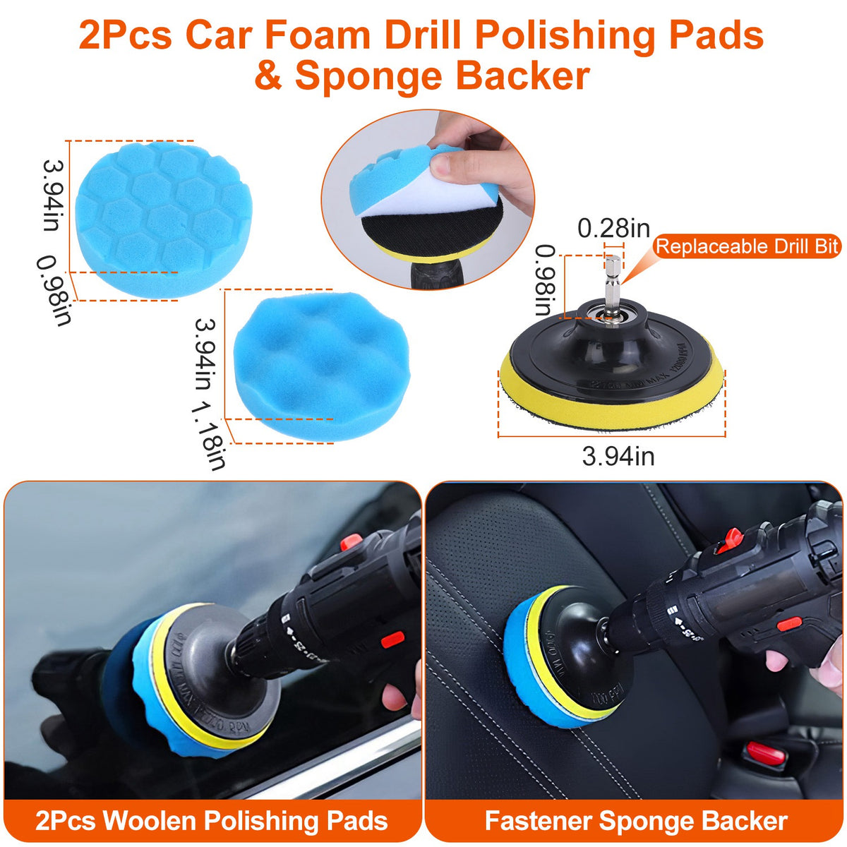 26-Piece Car Detailing Kit with Drill Brushes