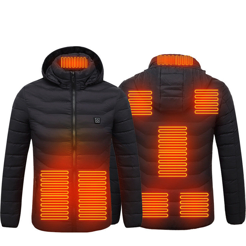 Men's Heated Puffer Jacket with Hood, USB Powered