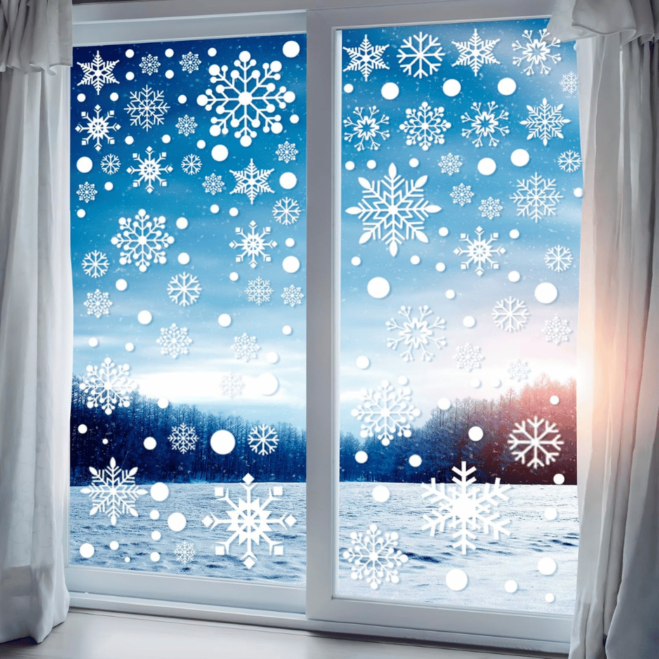 Snowflake Christmas Window Clings, 9 Sheets
