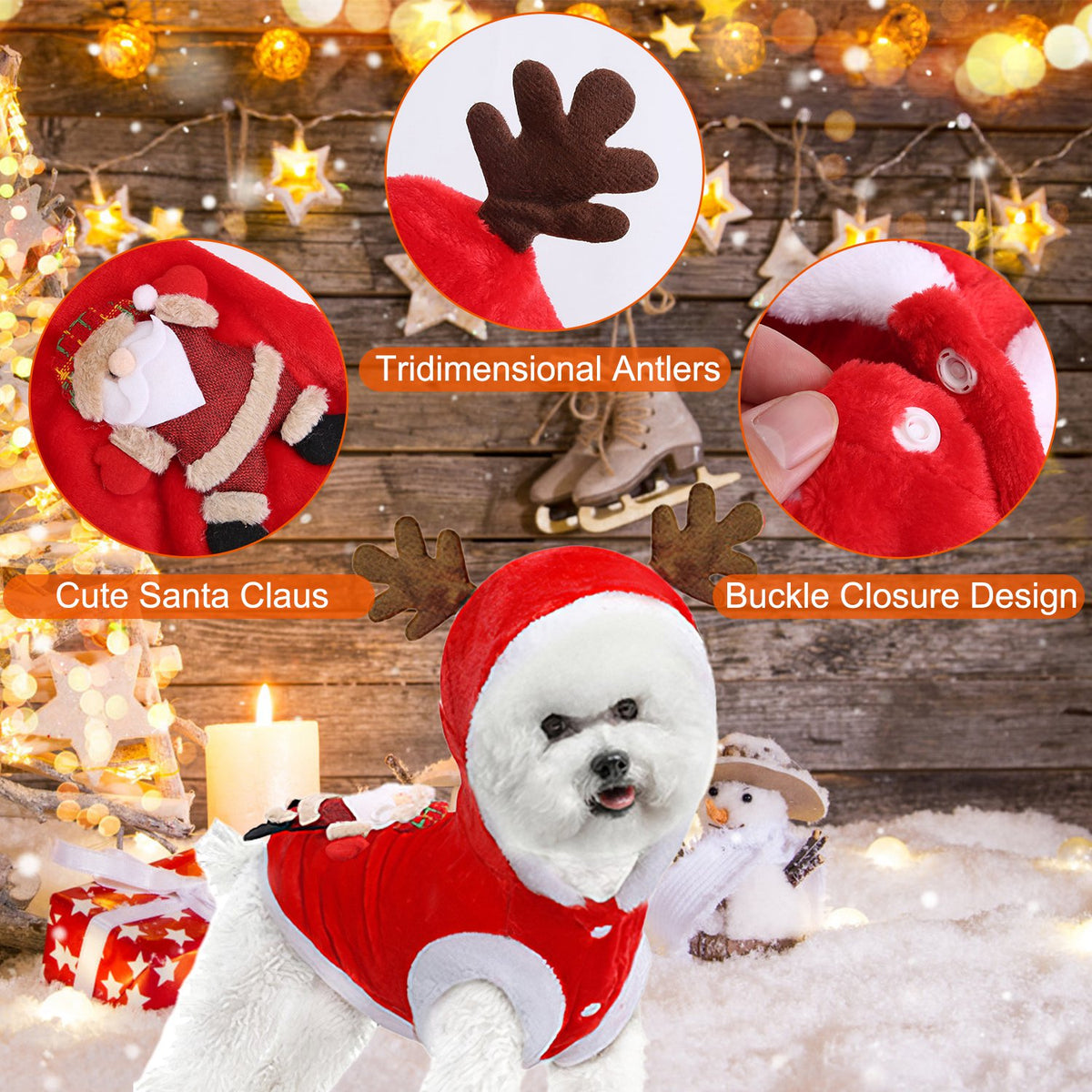 Santa Reindeer Dog Christmas Hoodie Costume