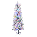 Flocked Pencil Christmas Tree, Pre-Lit Multicolor