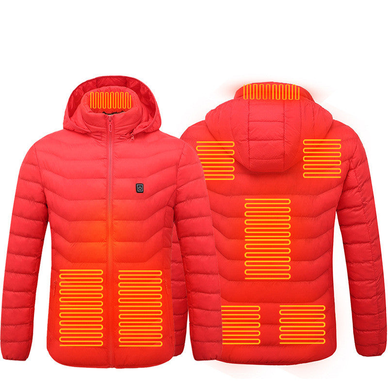 Men's Heated Puffer Jacket with Hood, USB Powered