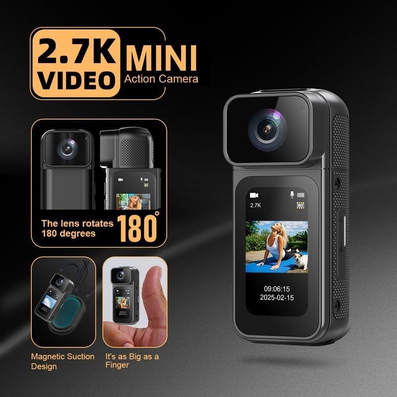 Mini Action Camera, 180 Degree Rotating Lens
