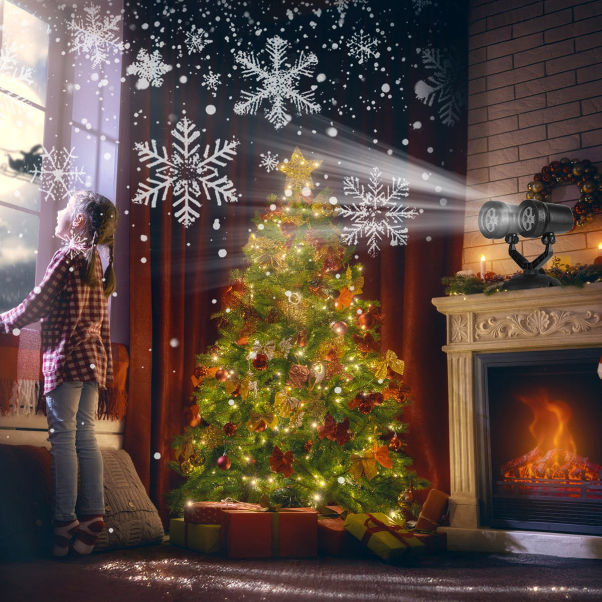 Dual-Head Snowflake Christmas Projector Light