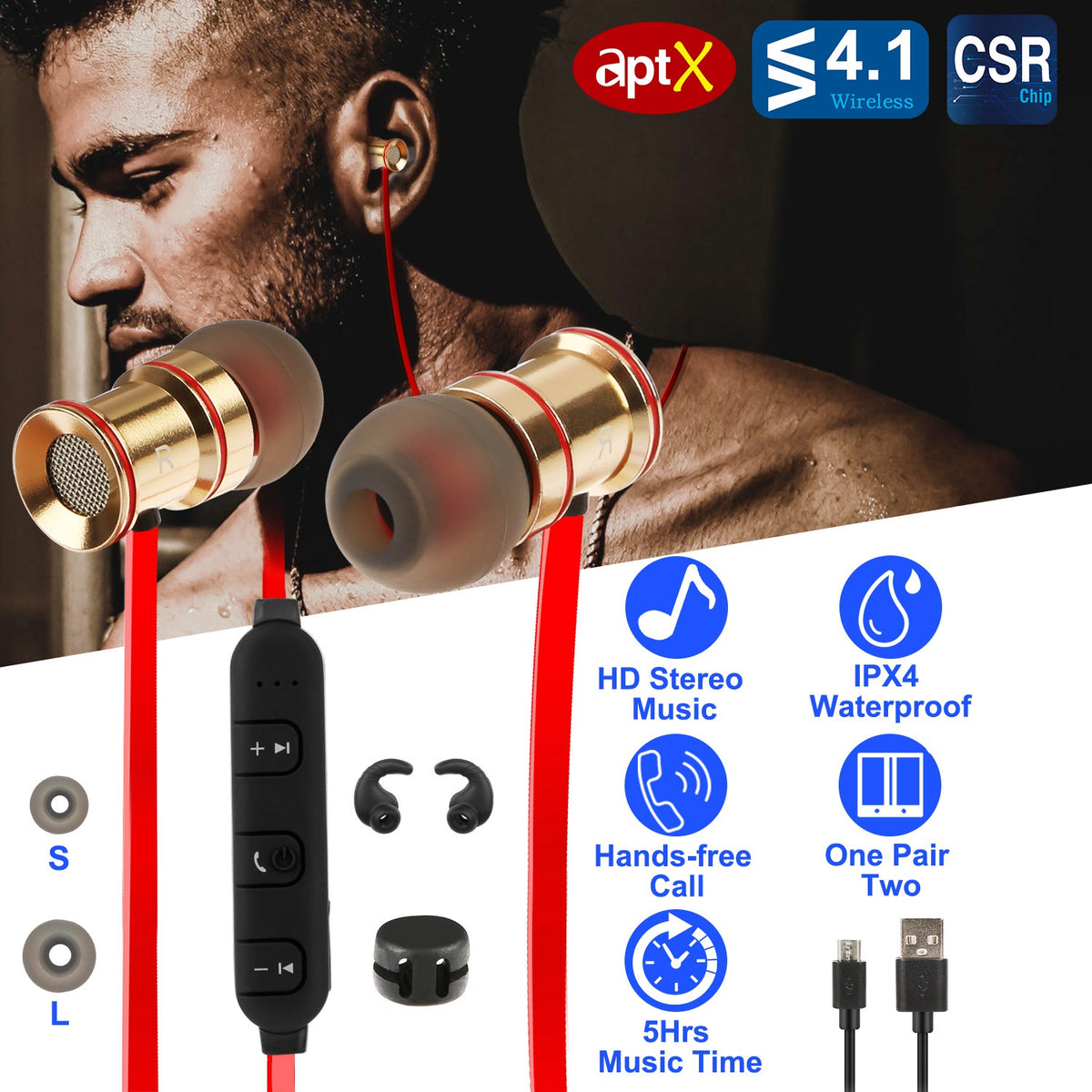 Sport Wireless In-Ear Headphones, Secure Fit
