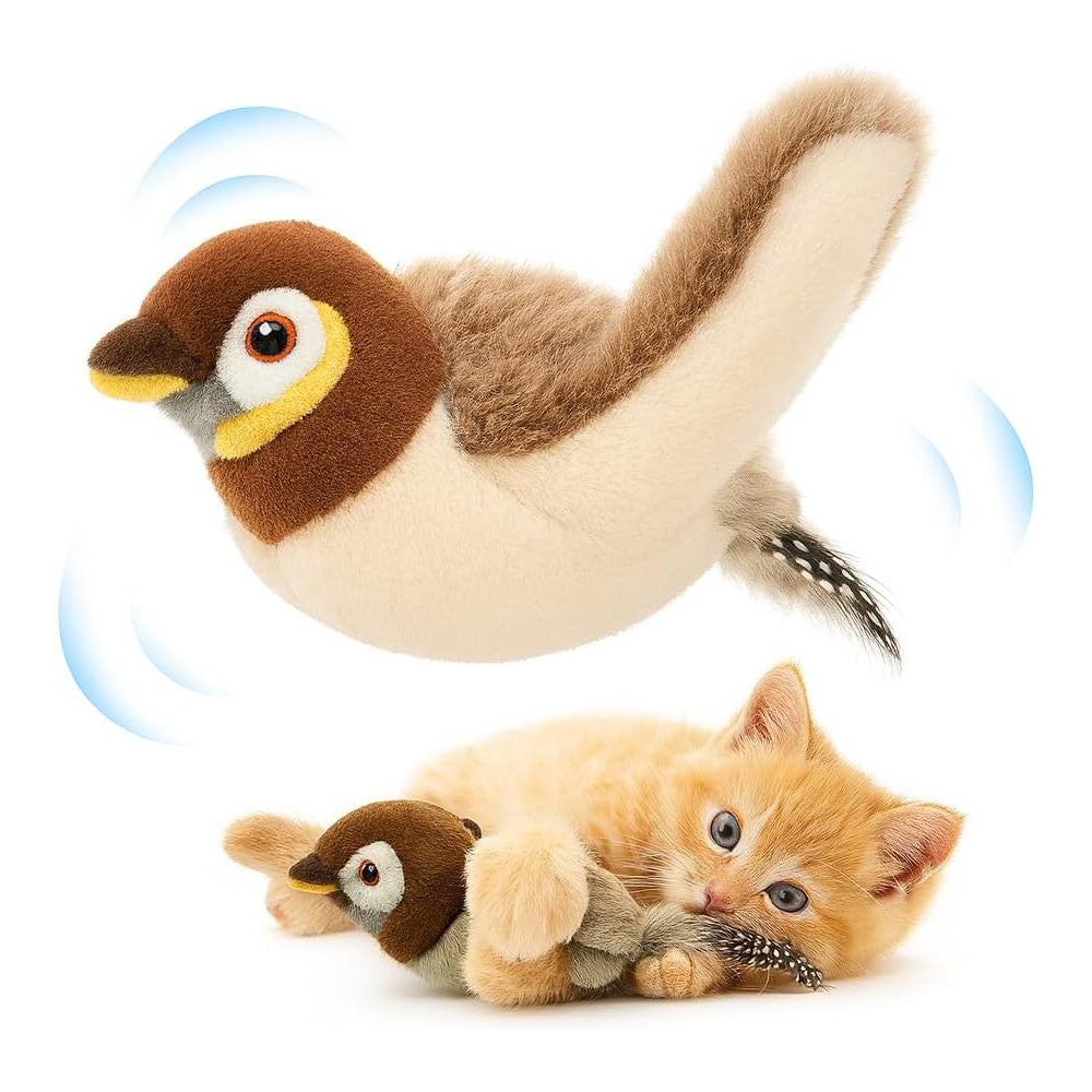 Flapping Bird Cat Toy, Rechargeable Chirping