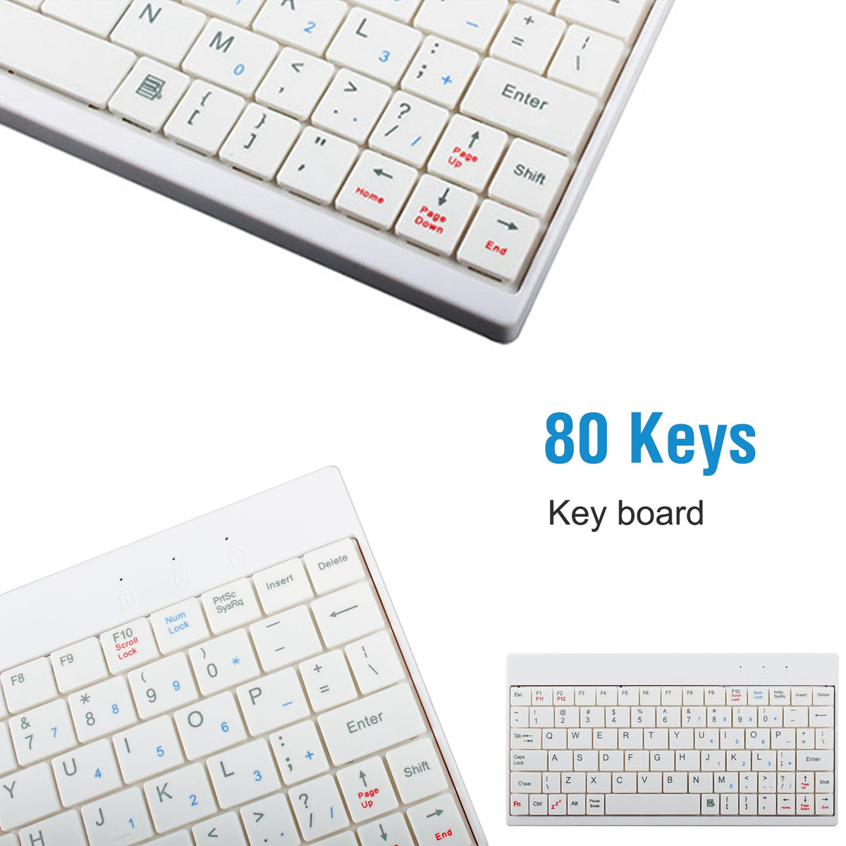 Mini 80-Key Wired Keyboard, Compact USB