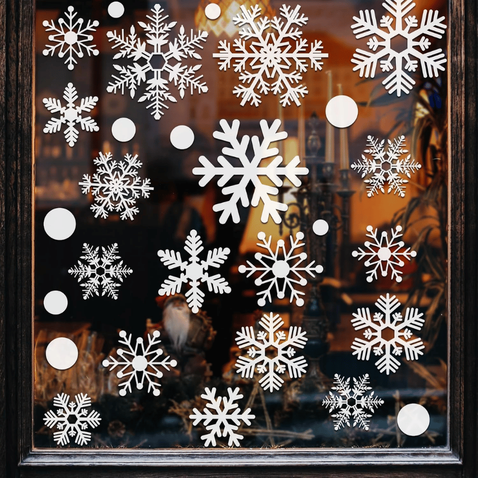 Snowflake Christmas Window Clings, 9 Sheets