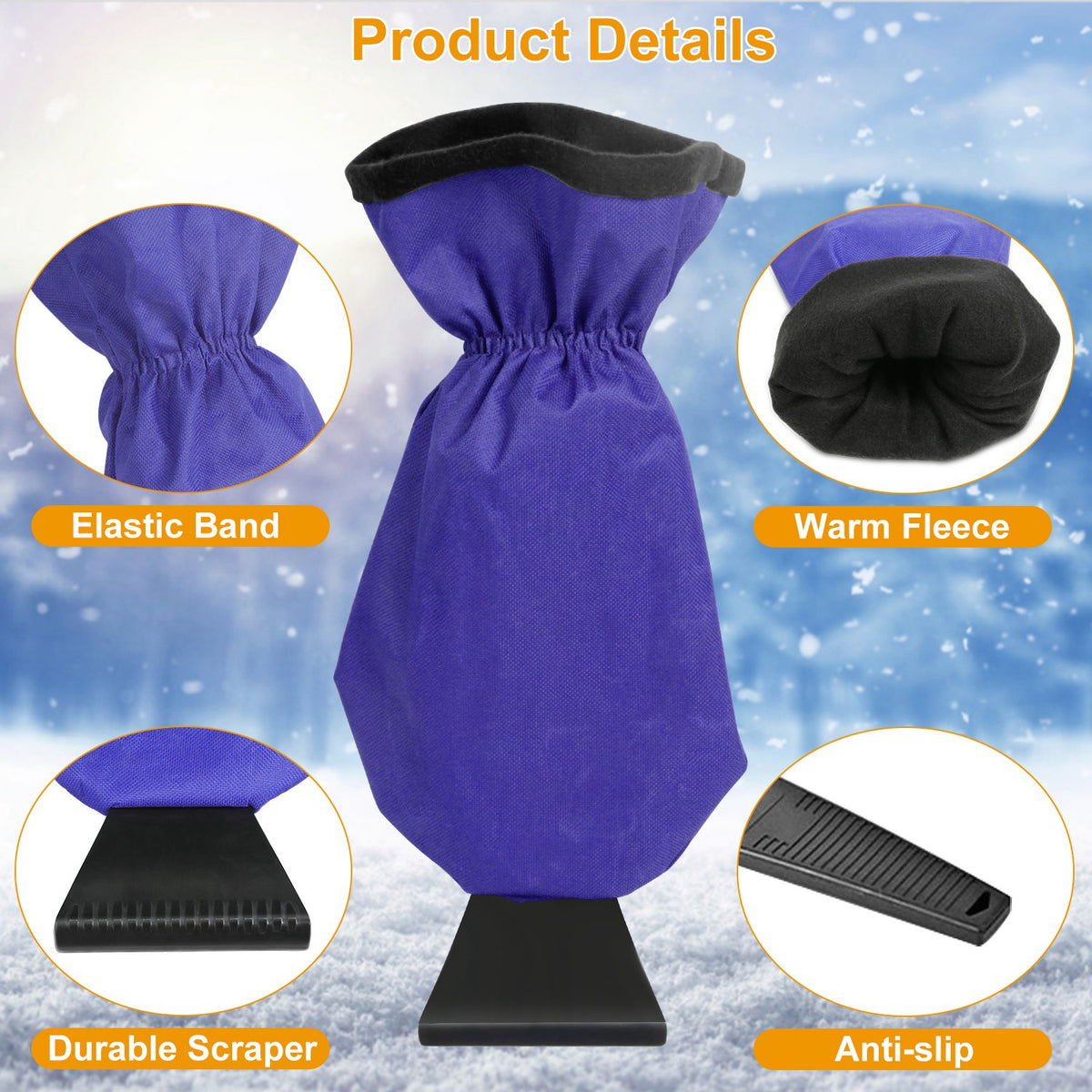 Ice Scraper Mitt with Fleece Lining