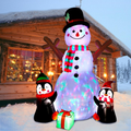 6 ft Inflatable Snowman with Penguins and Rotating Lights