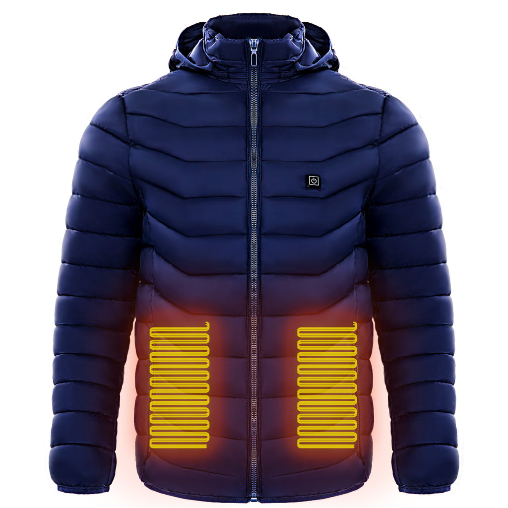 Men's Heated Puffer Jacket with Hood, USB Powered