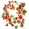 Lighted Pine Cone and Red Berry Christmas Garland, 10 ft, 30 LEDs