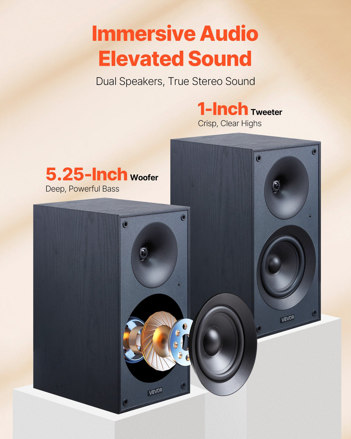 Active Powered Bookshelf Studio Monitors, 25W