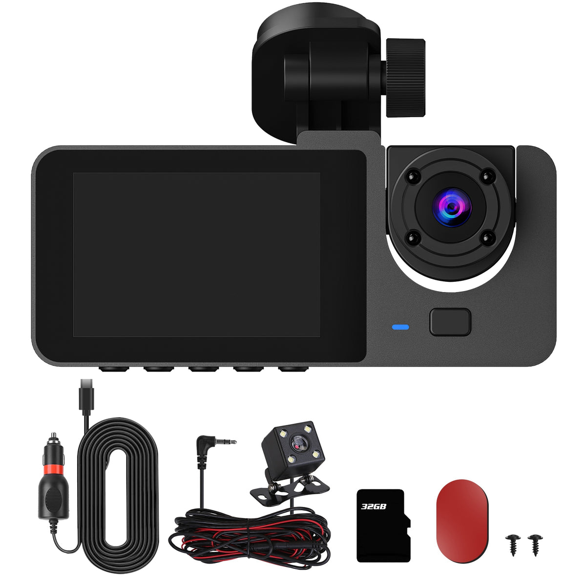 3 Channel Dash Cam, Front, Inside and Rear