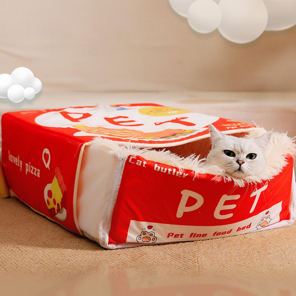 Enclosed Snack Box Cat Bed, Cozy Covered Cat Cave