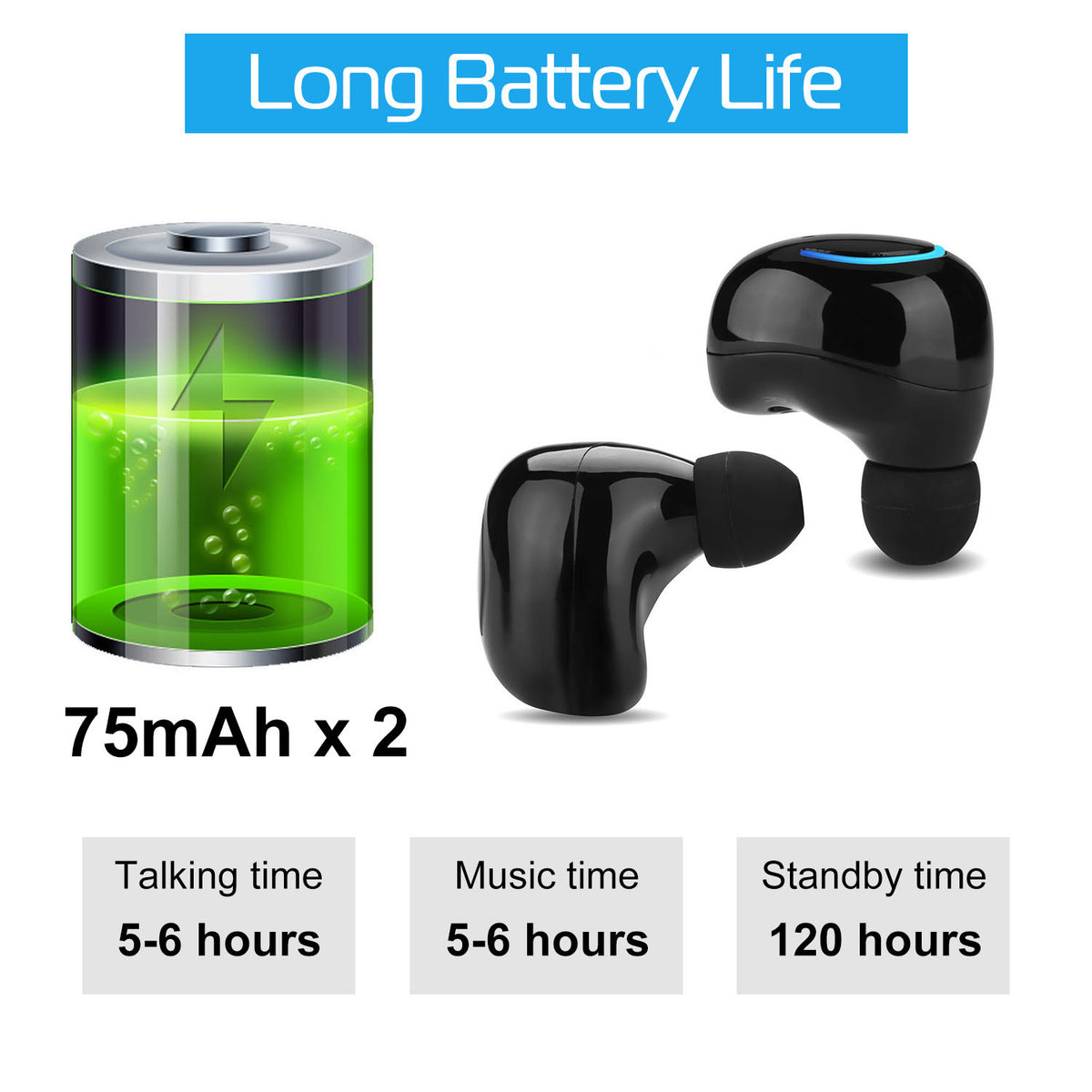 Compact True-Wireless Earbuds with Charging Case