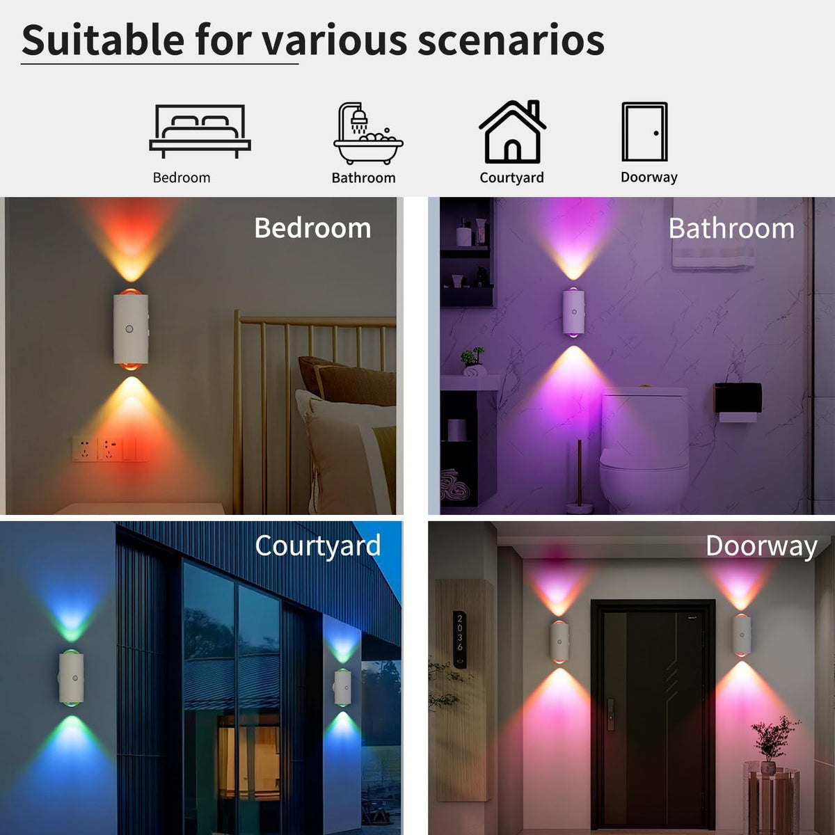 Motion Sensor Night Light 4 Pack, Rechargeable RGB Magnetic