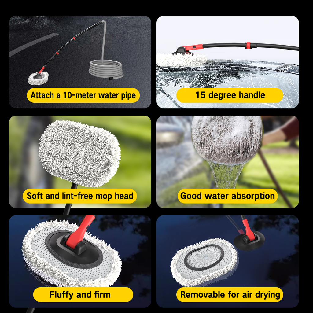 Hose-Fed Car Wash Mop, Extends to 41 Inches