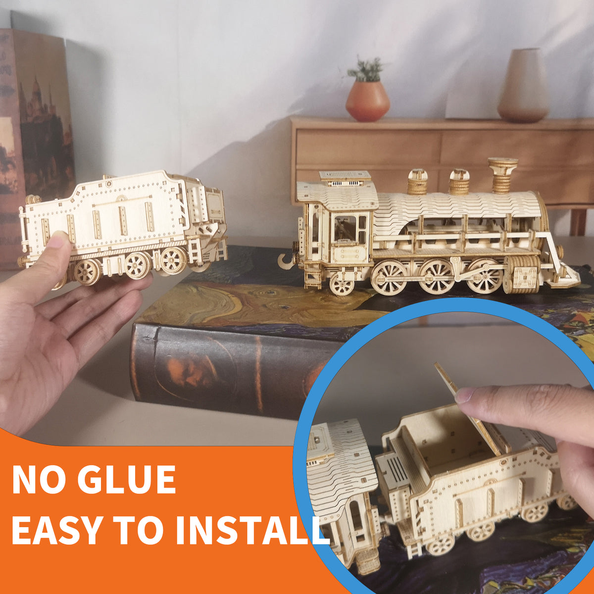 3D Wooden Steam Train Puzzle, 282 Pieces