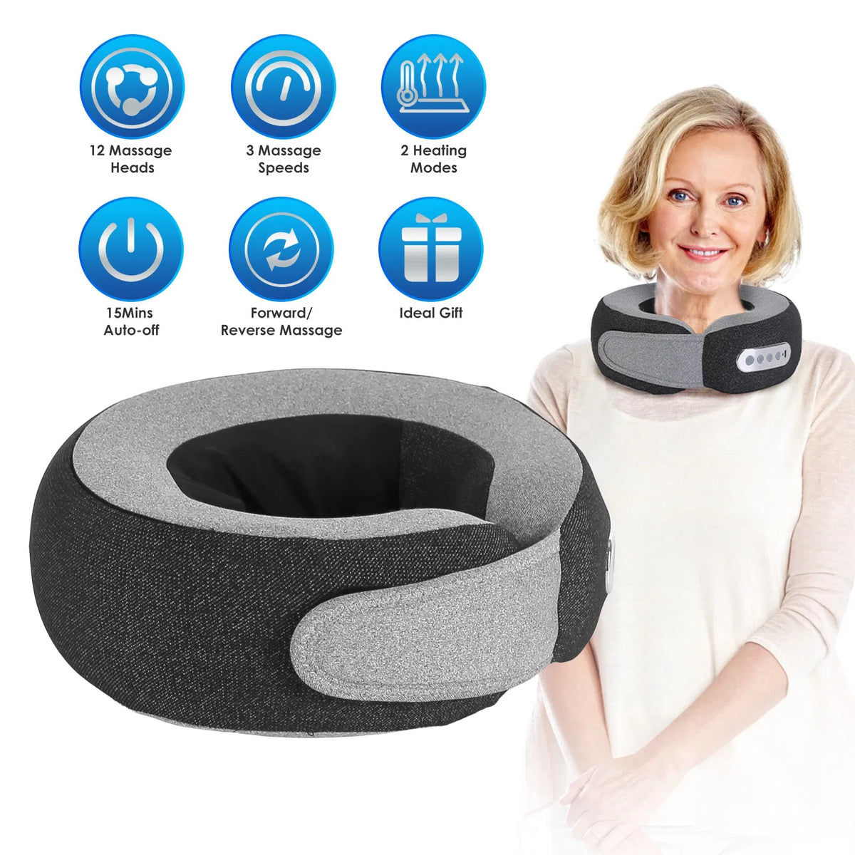 Shiatsu Neck Massage Pillow with Heat and 3 Speeds