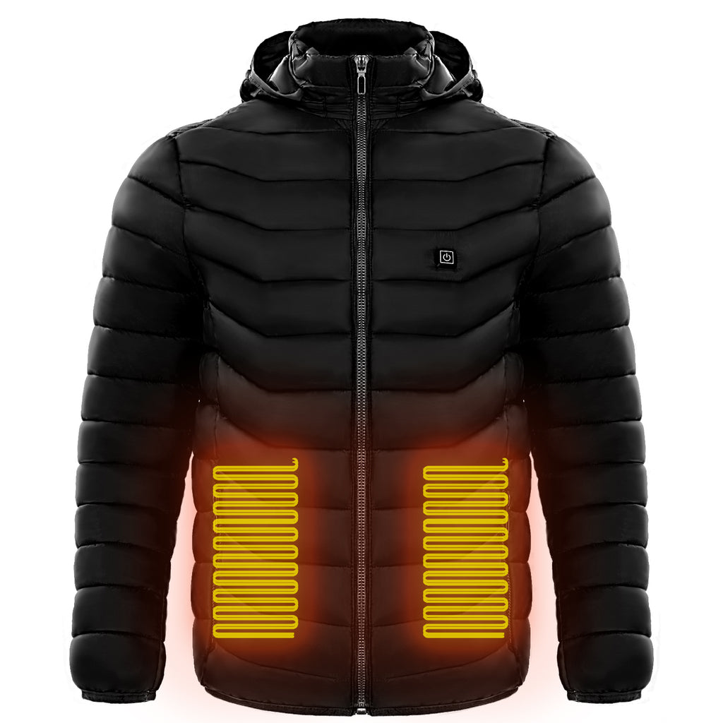 Men's Heated Puffer Jacket with Hood, USB Powered