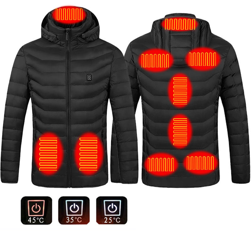 Men's Heated Puffer Jacket with Hood, USB Powered