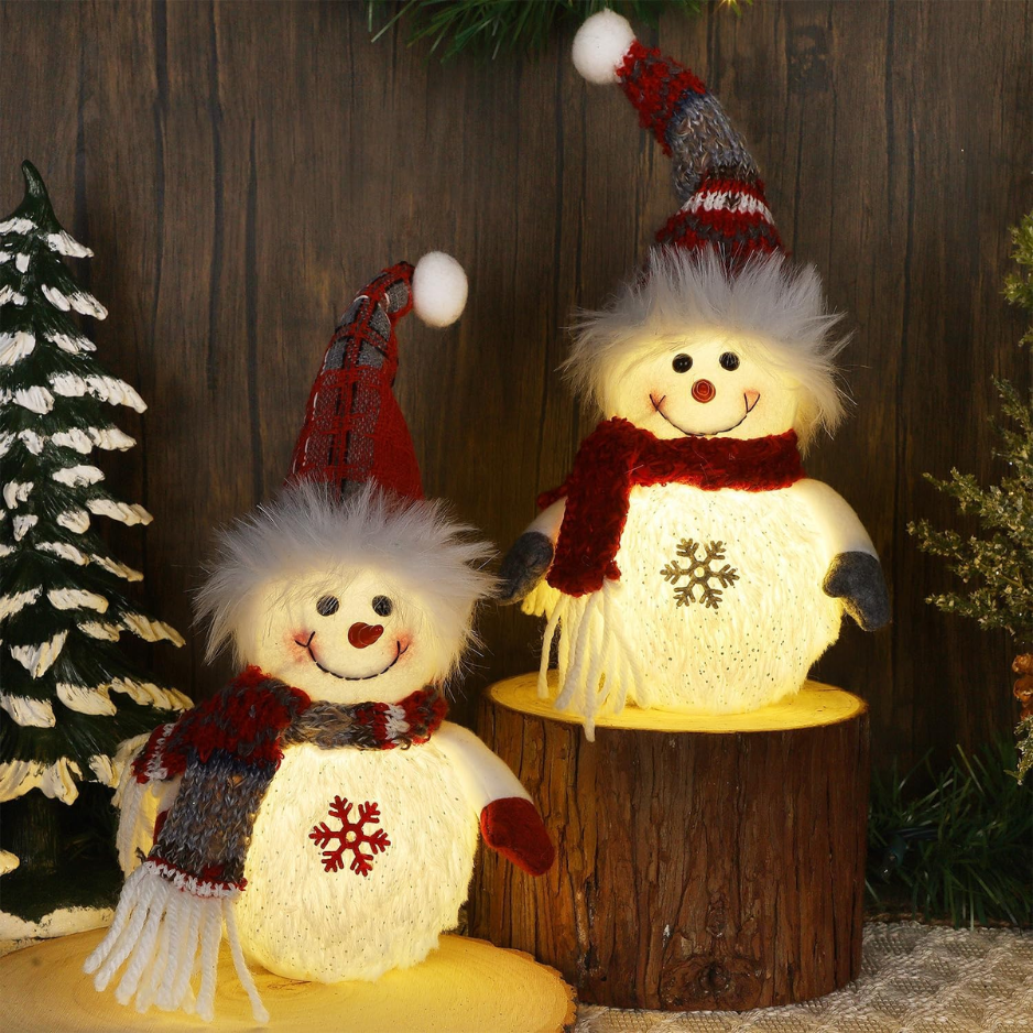 Light-Up Plush Snowmen Table Decorations, 10 Inch, 2 Pack