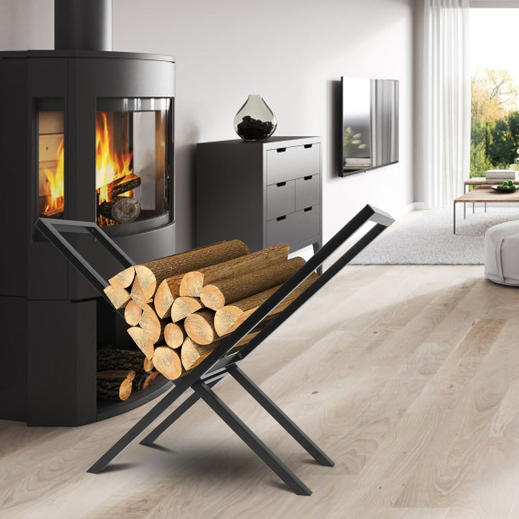 X-Frame Steel Firewood Rack, 220 lb Capacity