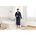 Men's Plush Long Robe, Full Length, Navy