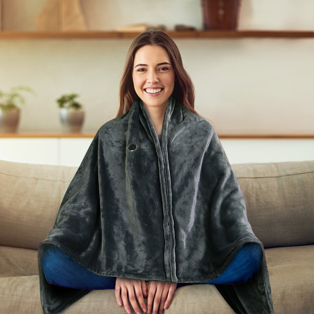 USB Heated Blanket Poncho, 59 x 31 in