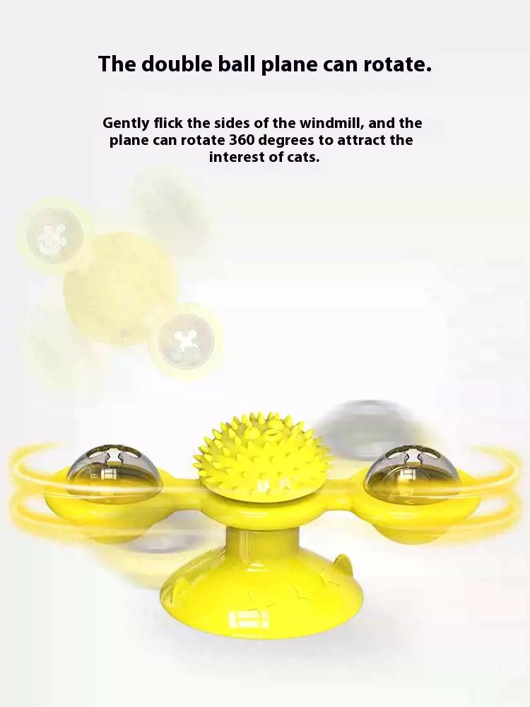 Windmill Cat Toy with LED Ball and Catnip